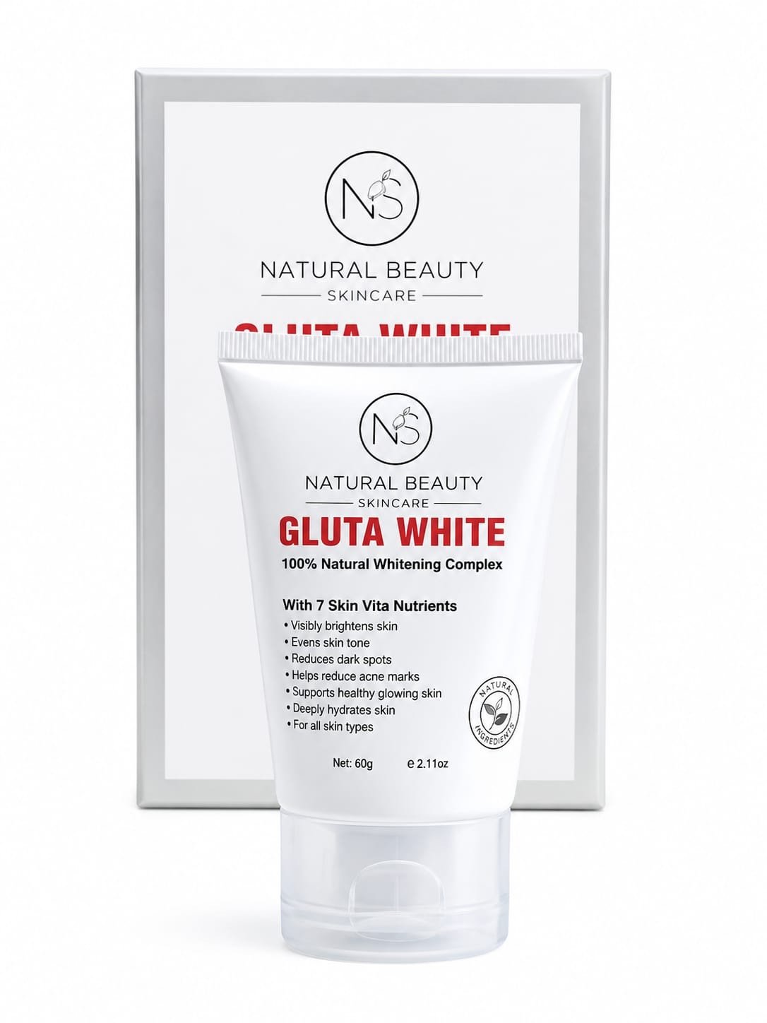 Naturals Beauty Gluta White Skin Brightening Face Wash 120ml – 100% Natural Glutathione