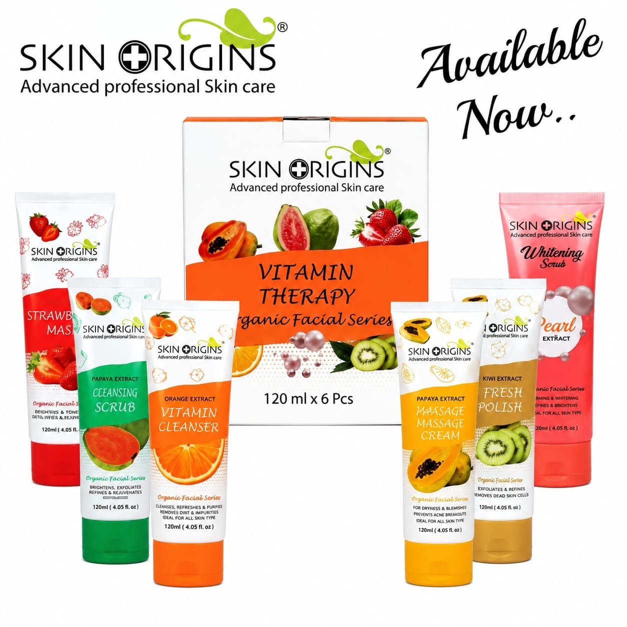 Skin Origins Vitamin Therapy Brightening & Nourishing Face Wash Set – Pack of 6 (120ml Each)